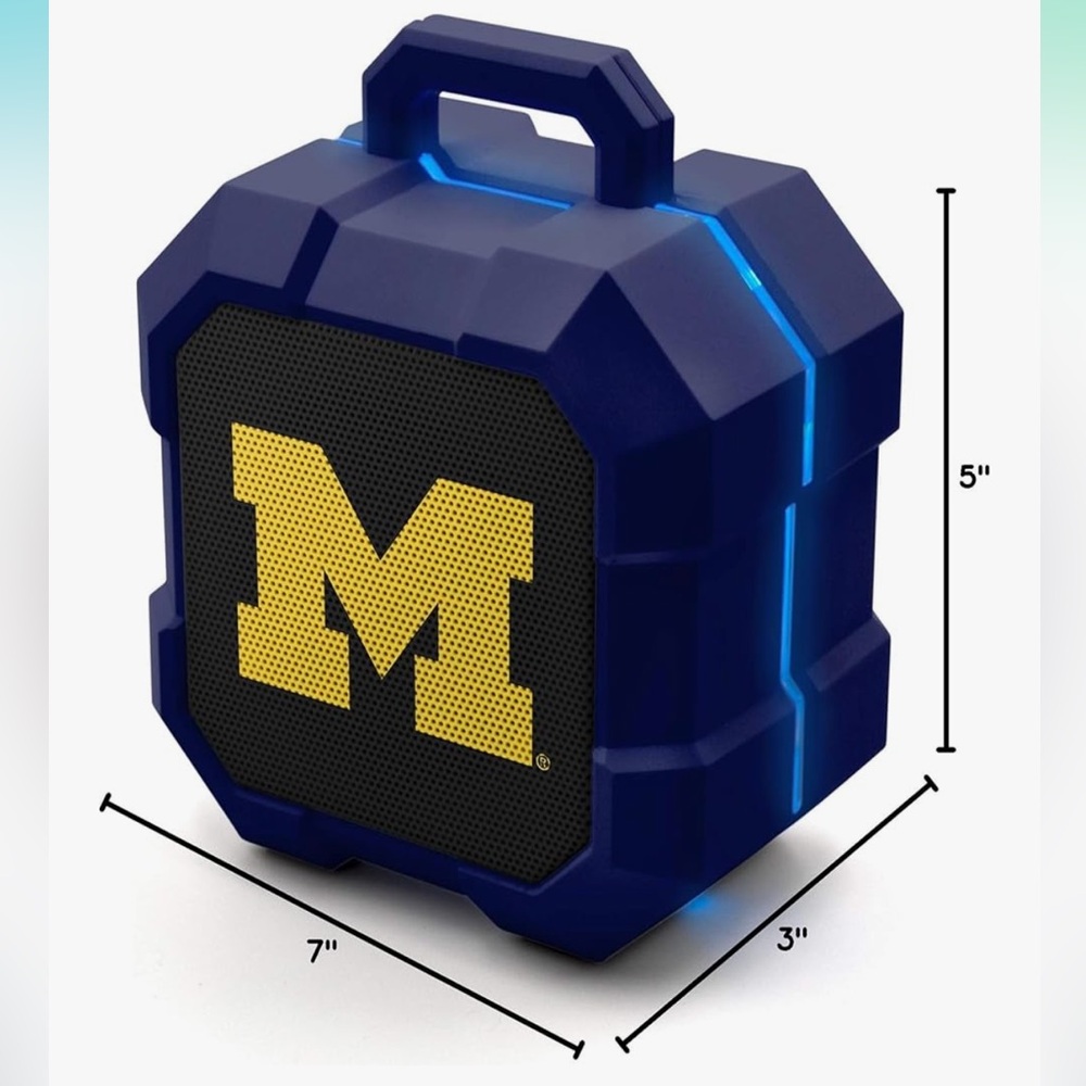NIB Univ of Michigan Shockbox Wireless Speaker w/ LED Music-Syncing Lights NCAA - Picture 6 of 6